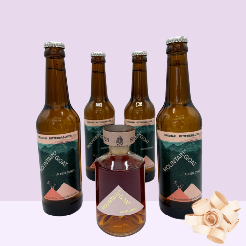 AUFGUSS Set - klein - Alpen Spirit Zirbenlikör 0,2l + 4x Alpen Tonic Original Stück